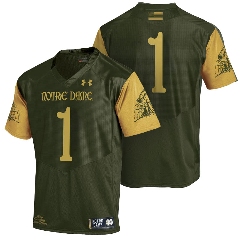Notre Dame Fighting Irish #1 Green 2016 Shamrock Series Premier College Football Jersey