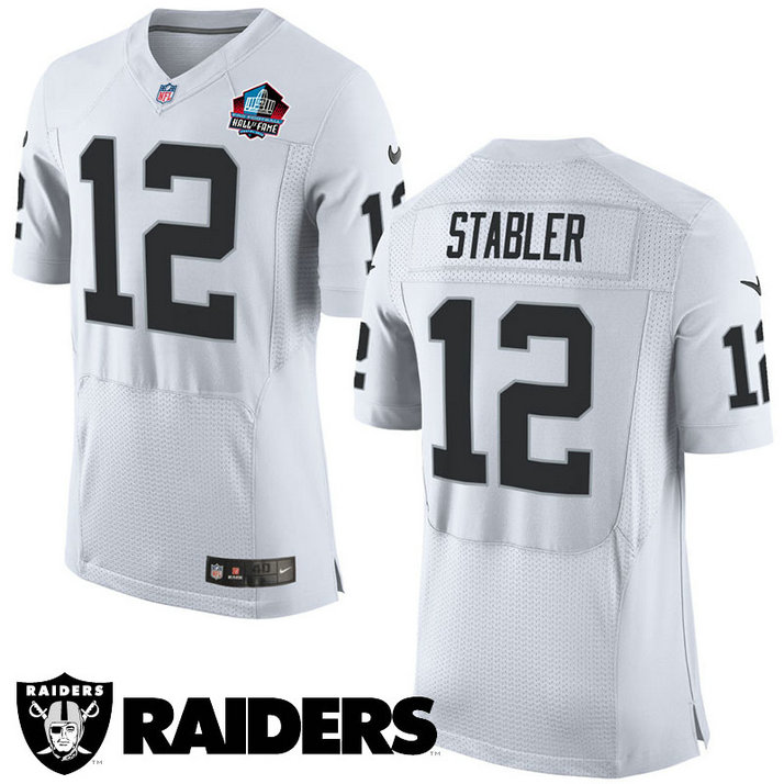 Oakland Raiders #12 Ken Stabler White Hall Of Fame Elite Jersey