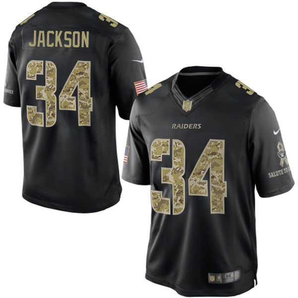 Oakland Raiders #34 Bo Jackson Salute To Service Black Jersey