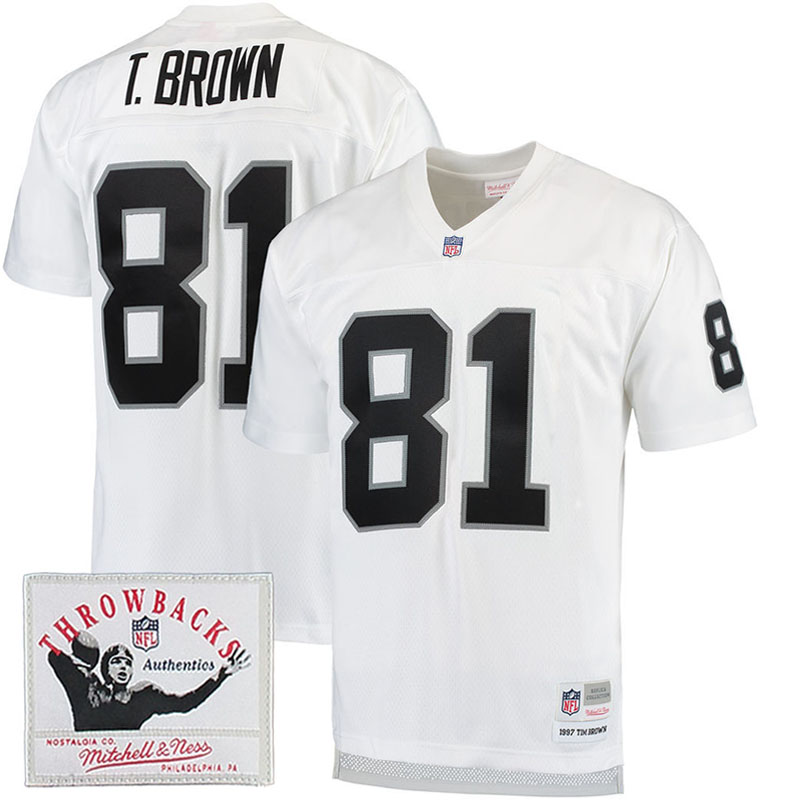 Oakland Raiders #81 Tim Brown White Throwback Jersey Oakland Raiders #81 Tim Brown White Throwback Jersey