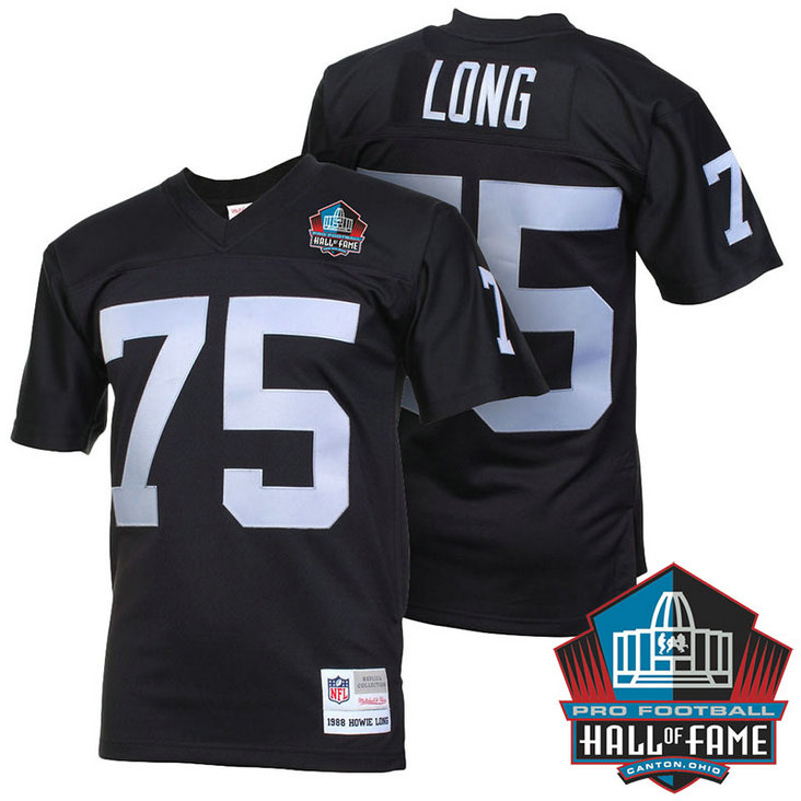 Hall Of Fame Oakland Raiders #75 Howie Long Black Retired Player Throwback Jersey Hall Of Fame Oakland Raiders #75 Howie Long Black Retired Player Throwback Jersey