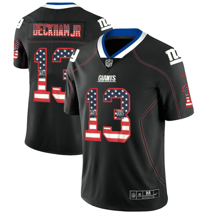 New York Giants #13 Odell Beckham Jr. Black 2018 USA Flag Fashion Color Rush Limited Jersey