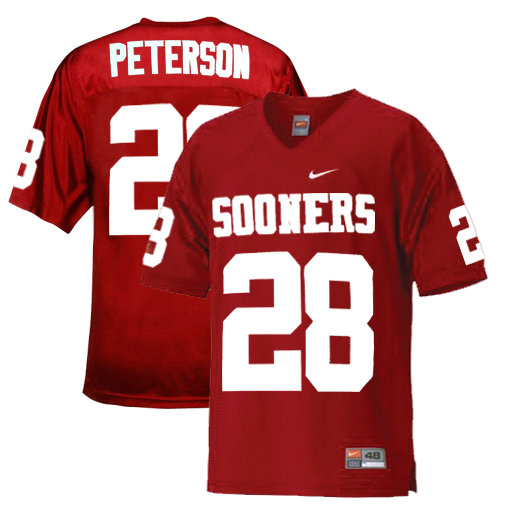 Oklahoma Sooners #28 Adrian Peterson Red College Football Jersey