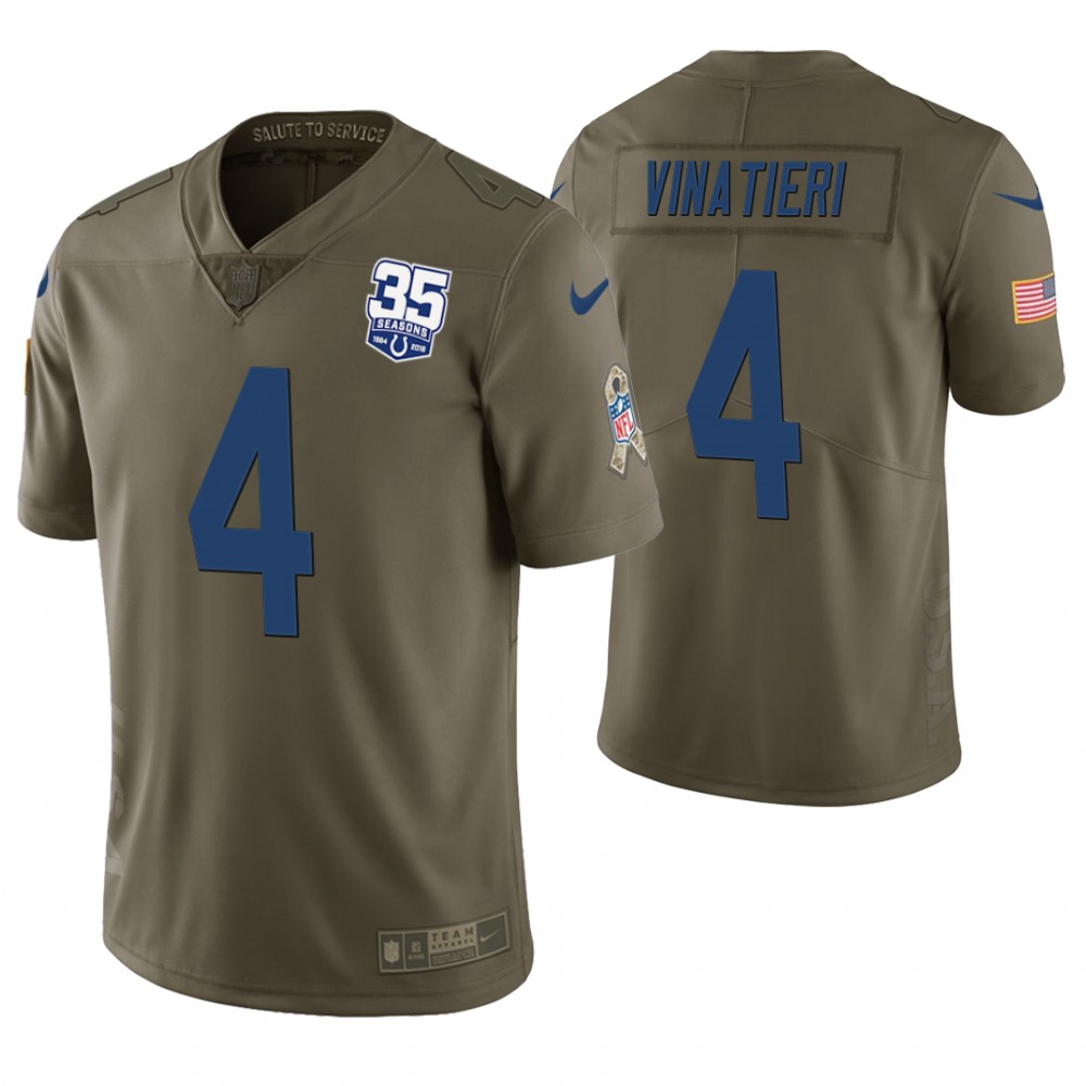 Indianapolis Colts #4 Adam Vinatieri Olive 35th Anniversary Salute to Service Limited Jersey Indianapolis Colts #4 Adam Vinatieri Olive 35th Anniversary Salute to Service Limited Jersey
