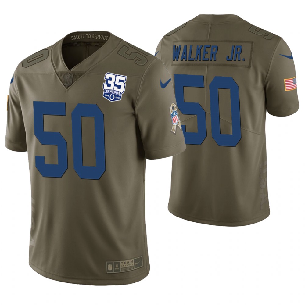 Indianapolis Colts #50 Anthony Walker Jr. Olive 35th Anniversary Salute to Service Limited Jersey Indianapolis Colts #50 Anthony Walker Jr. Olive 35th Anniversary Salute to Service Limited Jersey