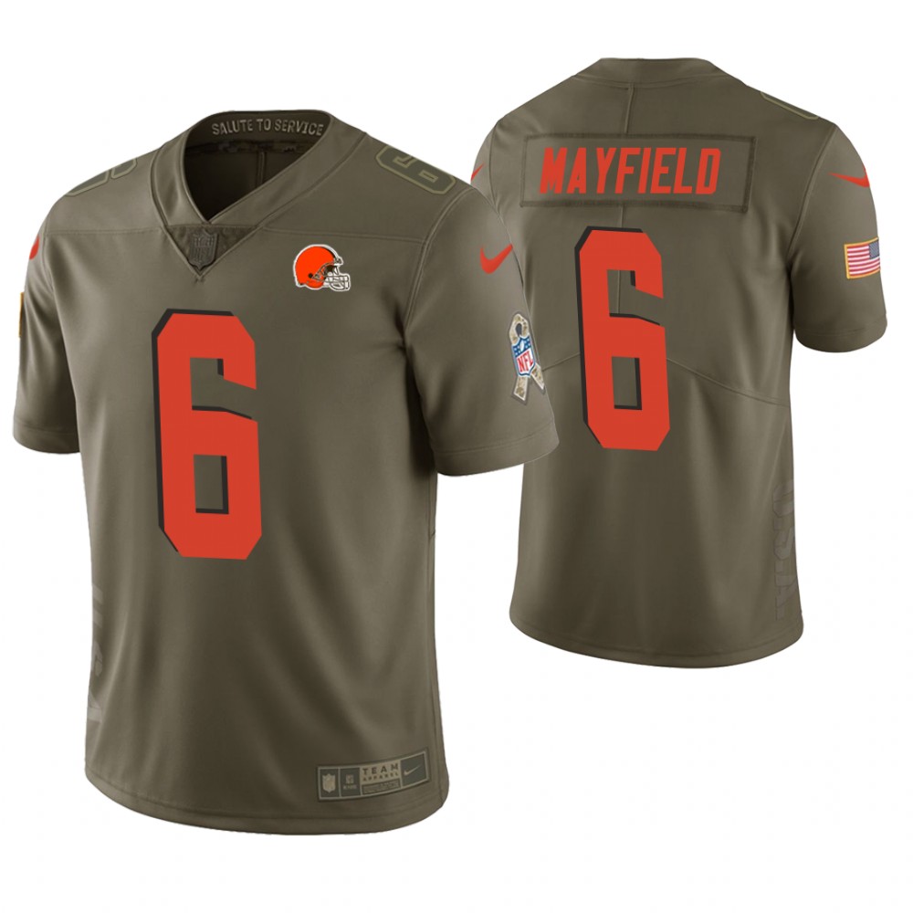 Cleveland Browns #6 Baker Mayfield Olive Salute to Service Limited Jersey Cleveland Browns #6 Baker Mayfield Olive Salute to Service Limited Jersey
