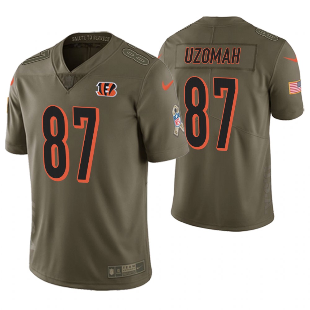 Cincinnati Bengals #87 C. J. Uzomah Olive Salute to Service Jersey Cincinnati Bengals #87 C. J. Uzomah Olive Salute to Service Jersey