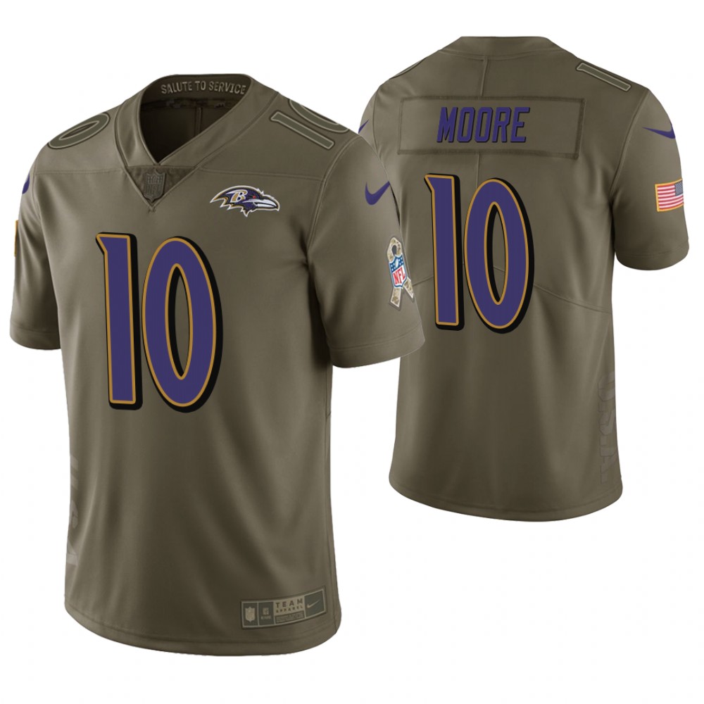 Baltimore Ravens #10 Chris Moore Olive Salute to Service Jersey