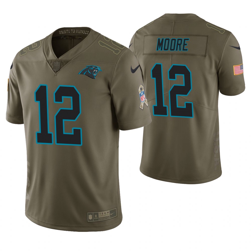 Carolina Panthers #12 D. J. Moore Olive Salute to Service Limited Jersey Carolina Panthers #12 D. J. Moore Olive Salute to Service Limited Jersey