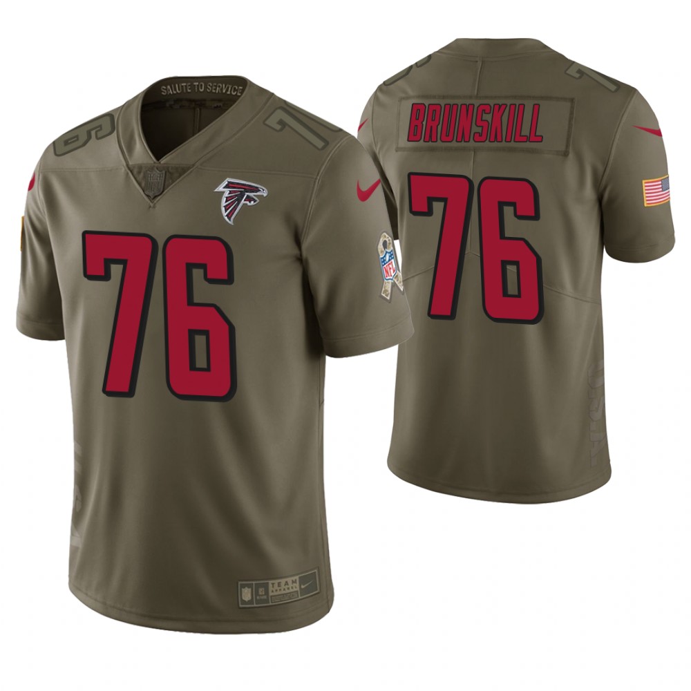 Atlanta Falcons #76 Daniel Brunskill Olive Salute to Service Jersey