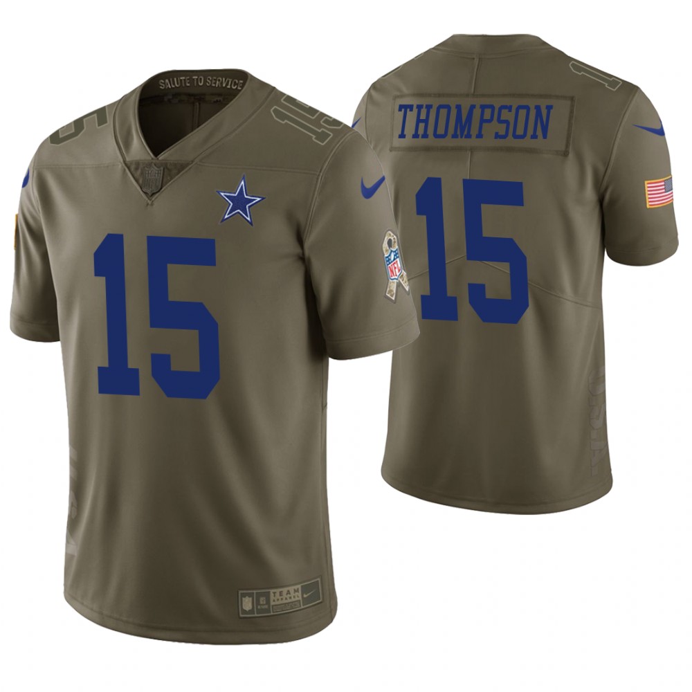 Dallas Cowboys #15 Deonte Thompson Olive Salute to Service Limited Jersey Dallas Cowboys #15 Deonte Thompson Olive Salute to Service Limited Jersey