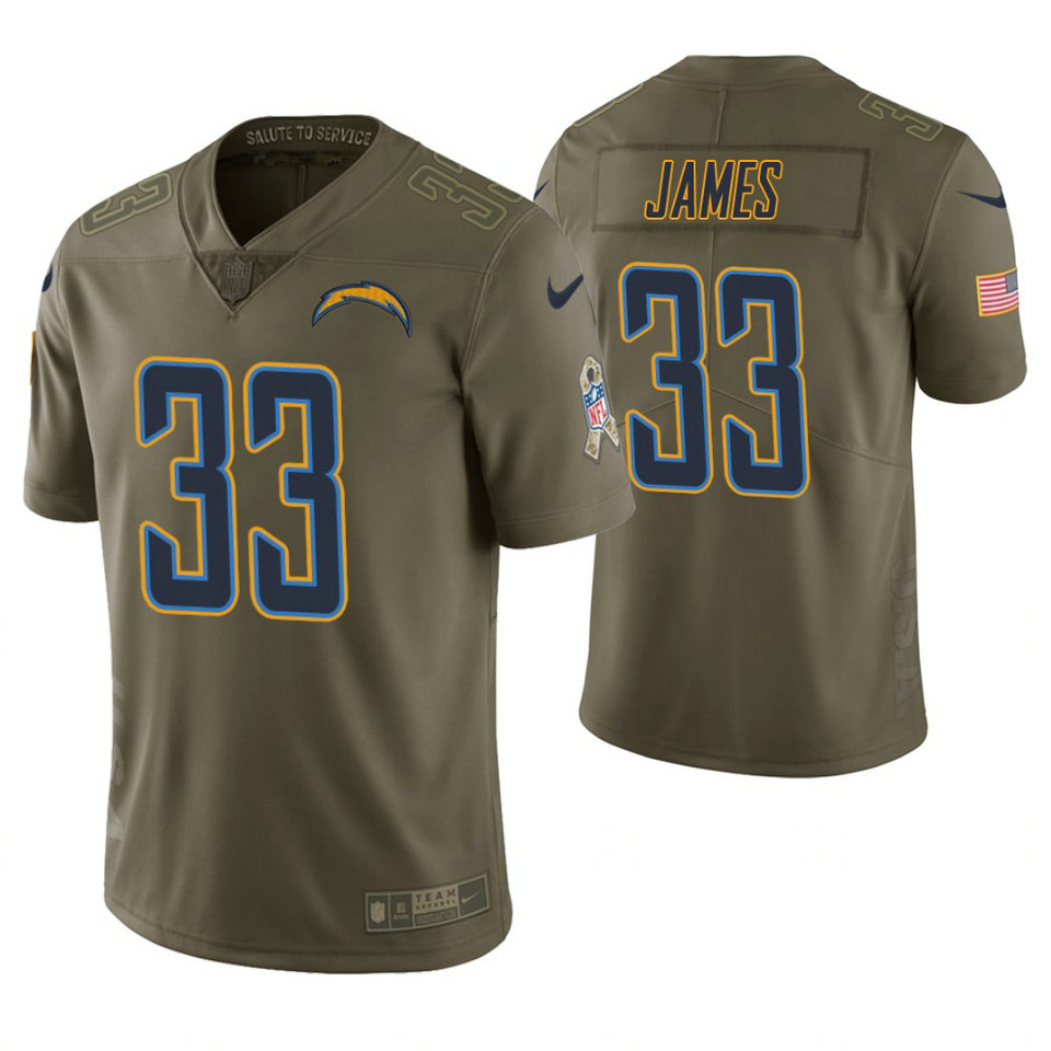 Los Angeles Chargers #33 Derwin James Olive Salute to Service Jersey