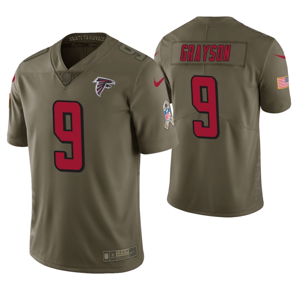 Atlanta Falcons #9 Garrett Grayson Olive Salute to Service Jersey Atlanta Falcons #9 Garrett Grayson Olive Salute to Service Jersey