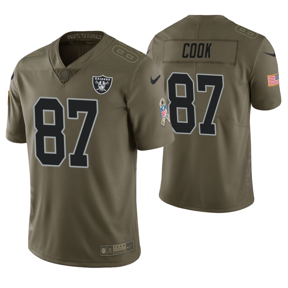 Oakland Raiders #87 Jared Cook Olive Salute to Service Jersey Oakland Raiders #87 Jared Cook Olive Salute to Service Jersey