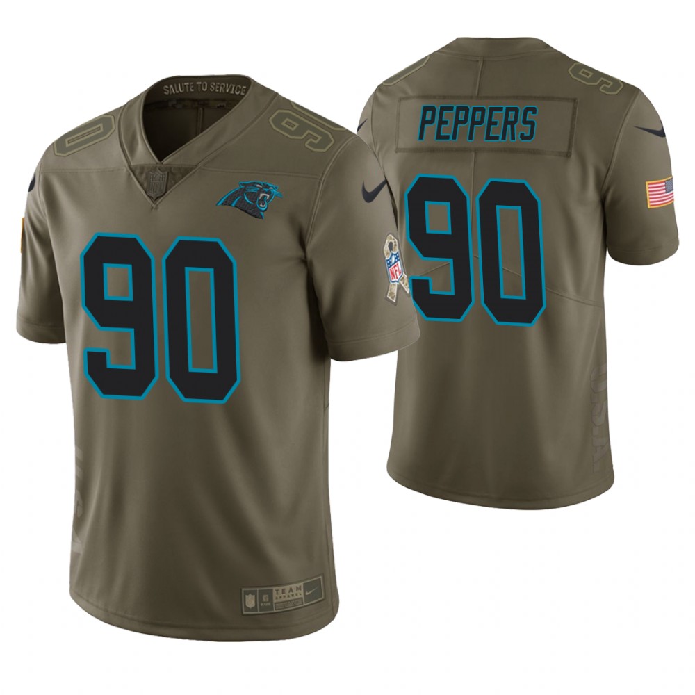 Carolina Panthers #90 Julius Peppers Olive Salute to Service Limited Jersey