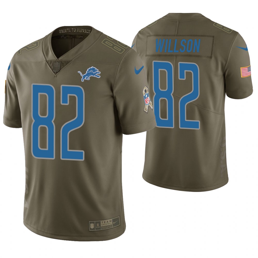 Detroit Lions #82 Luke Willson Olive Salute to Service Limited Jersey