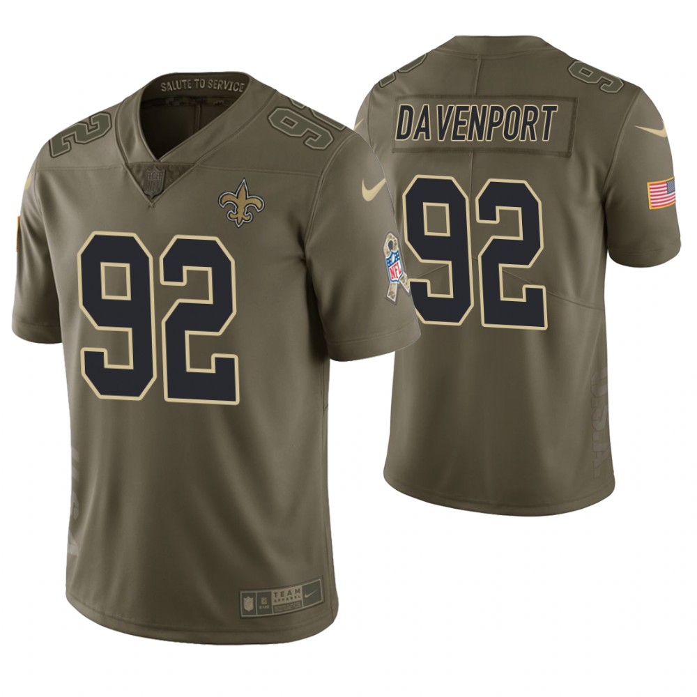New Orleans Saints #92 Marcus Davenport Olive Salute to Service Jersey New Orleans Saints #92 Marcus Davenport Olive Salute to Service Jersey