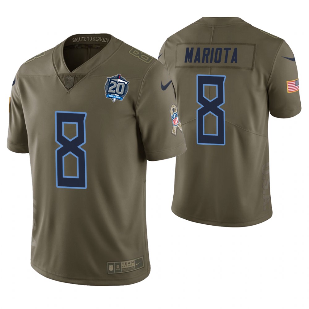 Tennessee Titans #8 Marcus Mariota Olive 20th Anniversary Salute to Service Limited Jersey Tennessee Titans #8 Marcus Mariota Olive 20th Anniversary Salute to Service Limited Jersey