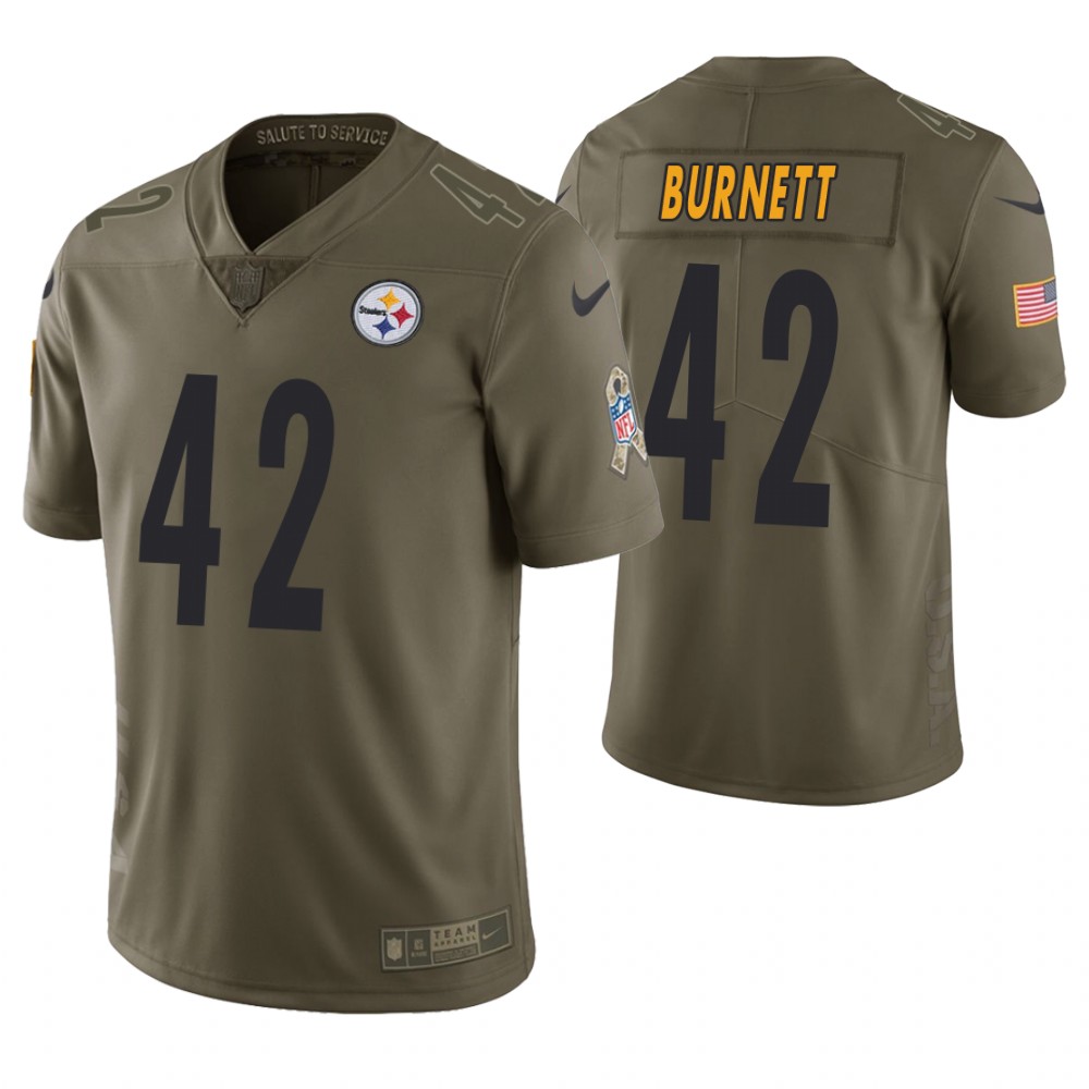 Pittsburgh Steelers #42 Morgan Burnett Olive Salute to Service Jersey