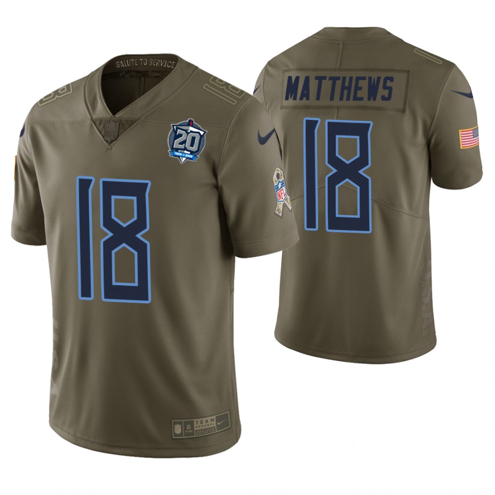 Tennessee Titans #18 Rishard Matthews Olive 20th Anniversary Salute to Service Limited Jersey Tennessee Titans #18 Rishard Matthews Olive 20th Anniversary Salute to Service Limited Jersey