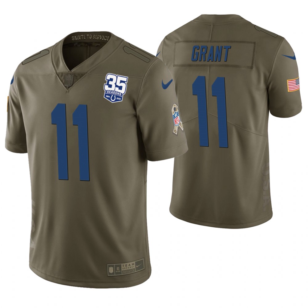 Indianapolis Colts #11 Ryan Grant Olive 35th Anniversary Salute to Service Limited Jersey