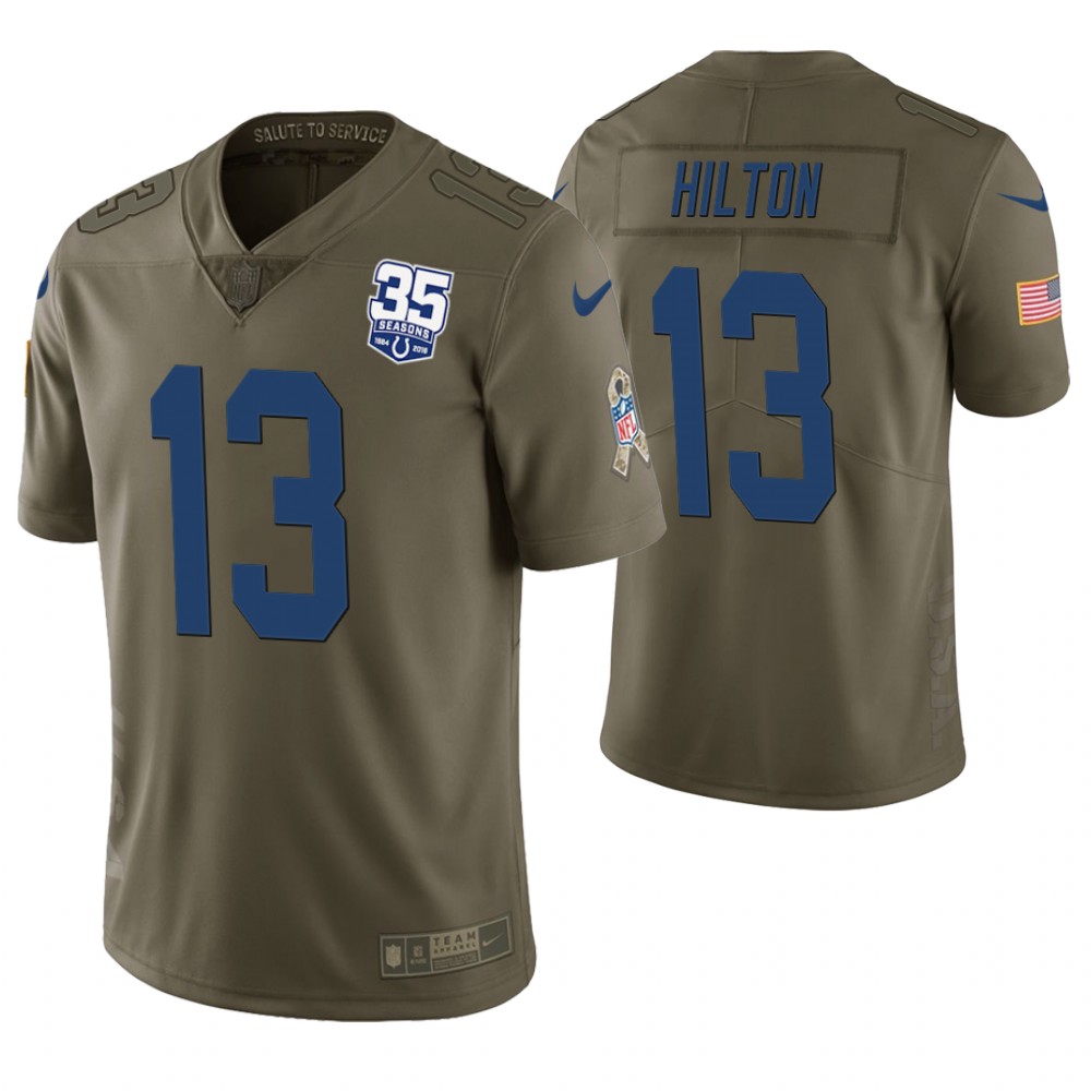 Indianapolis Colts #13 T. Y. Hilton Olive 35th Anniversary Salute to Service Limited Jersey