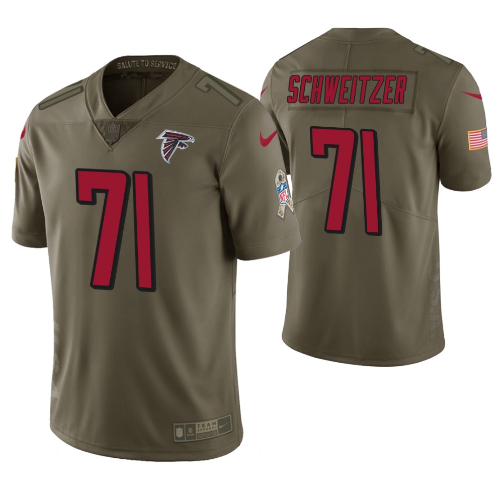Atlanta Falcons #71 Wes Schweitzer Olive Salute to Service Jersey
