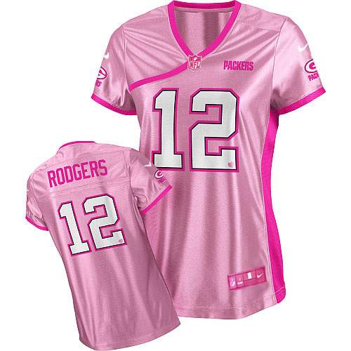 Women Green Bay Packers #12 Aaron Rodgers Be Luv'd Pink Jersey Women Green Bay Packers #12 Aaron Rodgers Be Luv'd Pink Jersey