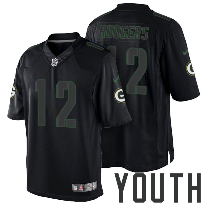 Youth Green Bay Packers #12 Aaron Rodgers Black Impact Limited Jersey Youth Green Bay Packers #12 Aaron Rodgers Black Impact Limited Jersey