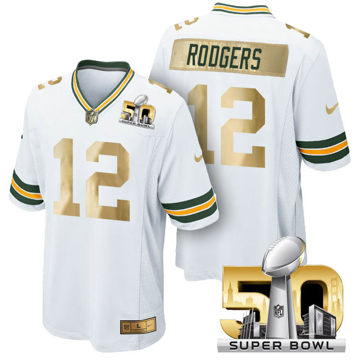 Green Bay Packers #12 Aaron Rodgers White Super Bowl 50 Limited Jersey (Pre-Order)
