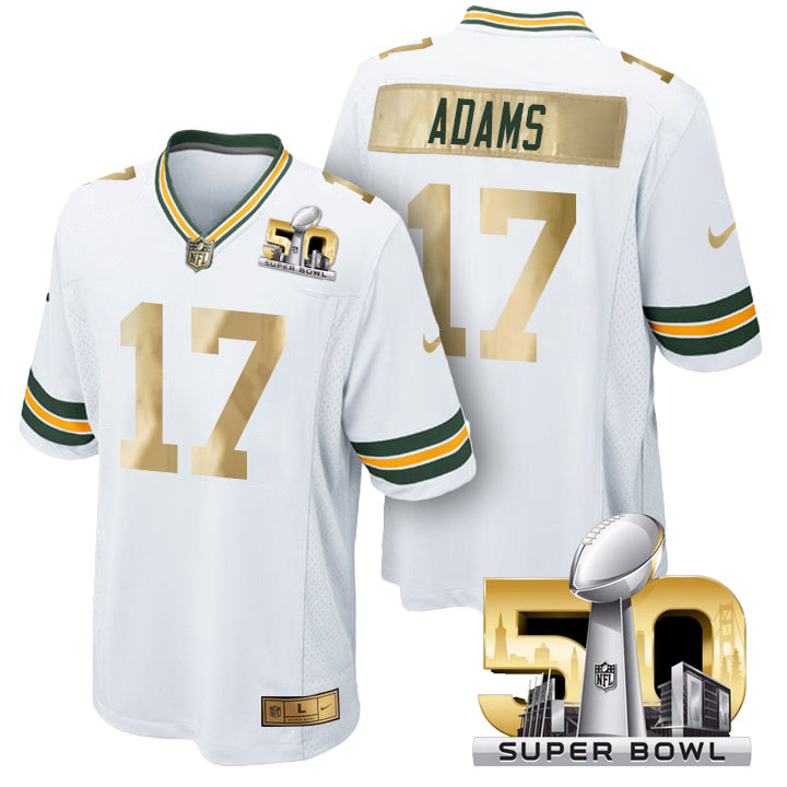 Green Bay Packers #17 Davante Adams White Super Bowl 50 Limited Jersey (Pre-Order)