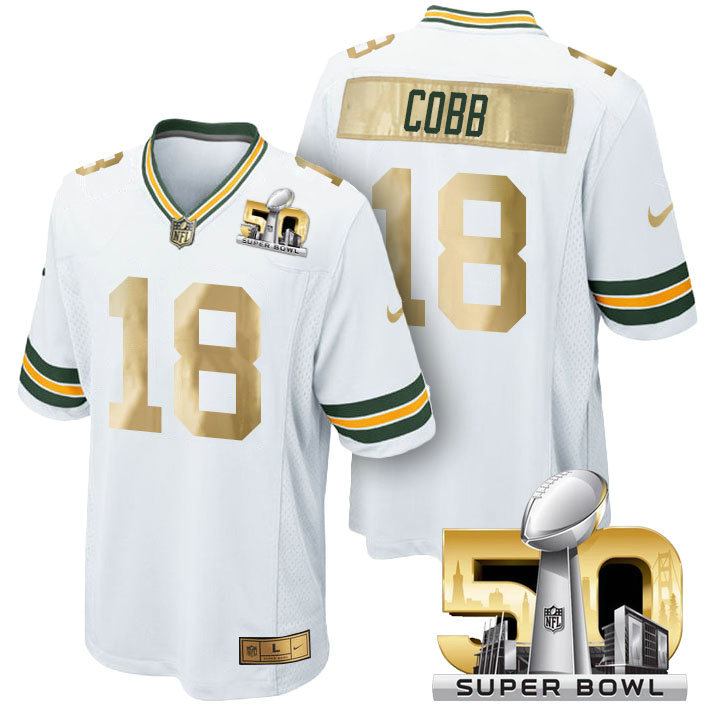 Green Bay Packers #18 Randall Cobb White Super Bowl 50 Limited Jersey (Pre-Order)