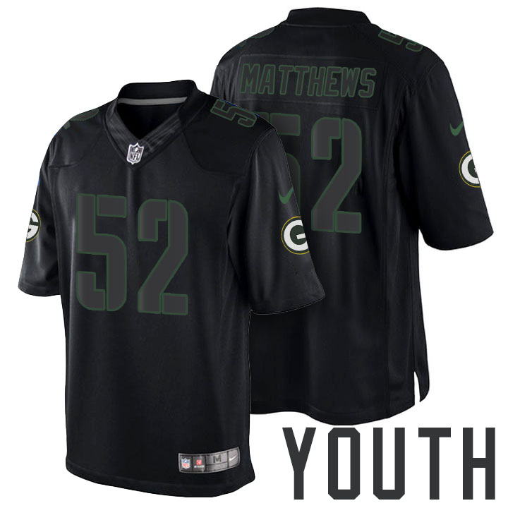 Youth Green Bay Packers #52 Clay Matthews Black Impact Limited Jersey Youth Green Bay Packers #52 Clay Matthews Black Impact Limited Jersey
