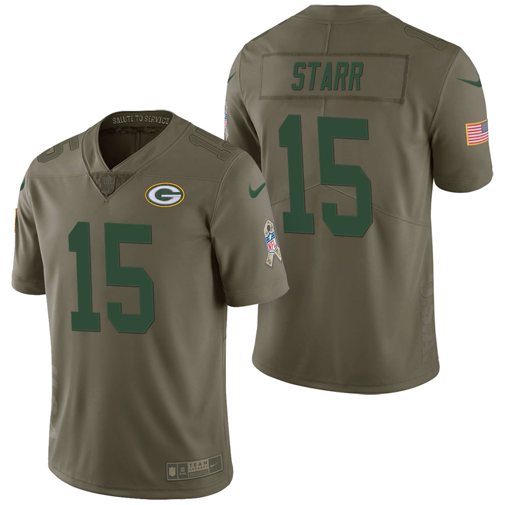 Green Bay Packers #15 Bart Starr Olive 2017 Salute to Service Limited Jersey
