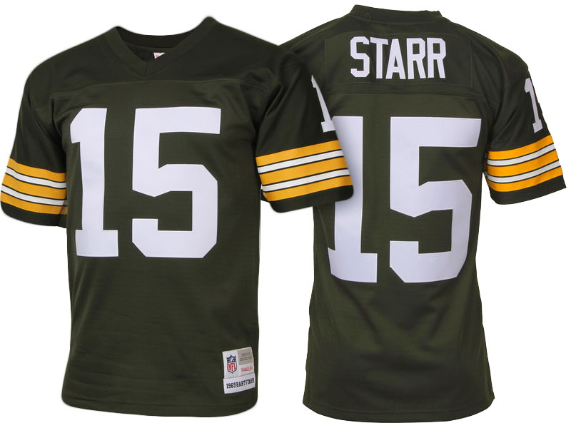 Green Bay Packers #15 Bart Starr Green Retired Player Vintage Replica Jersey