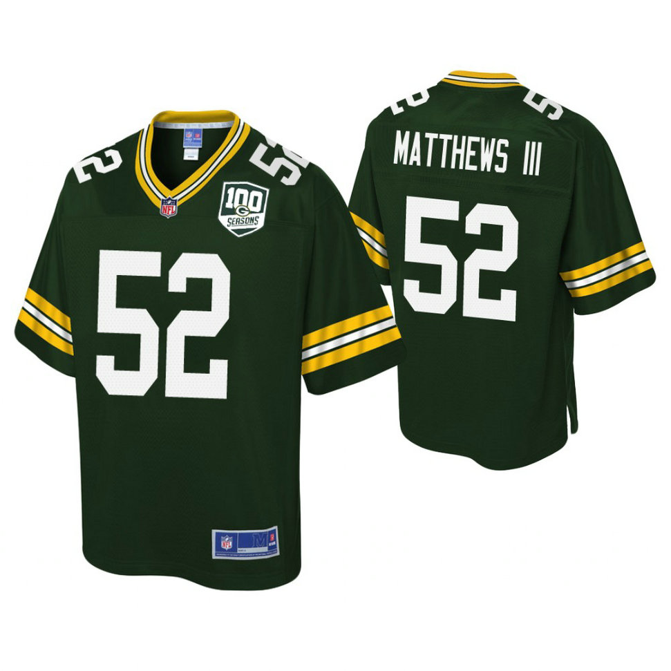 Youth Green Bay Packers #52 Clay Matthews III 100th Anniversary Pro Line Player Green Jersey