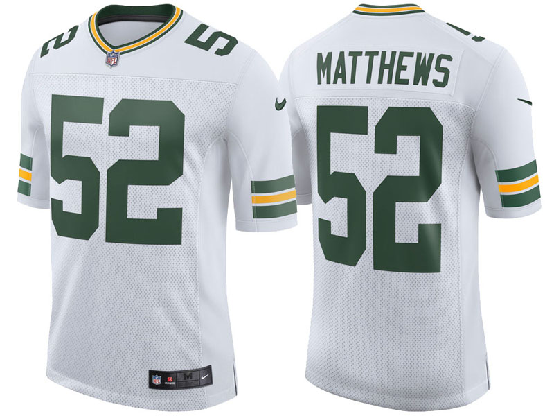 Green Bay Packers #52 Clay Matthews White Classic Limited Player Jersey