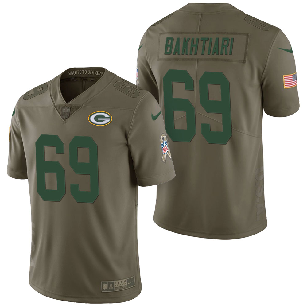 Green Bay Packers #69 David Bakhtiari Olive 2017 Salute to Service Limited Jersey