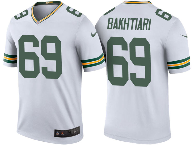 Green Bay Packers #69 David Bakhtiari White Color Rush Legend Jersey