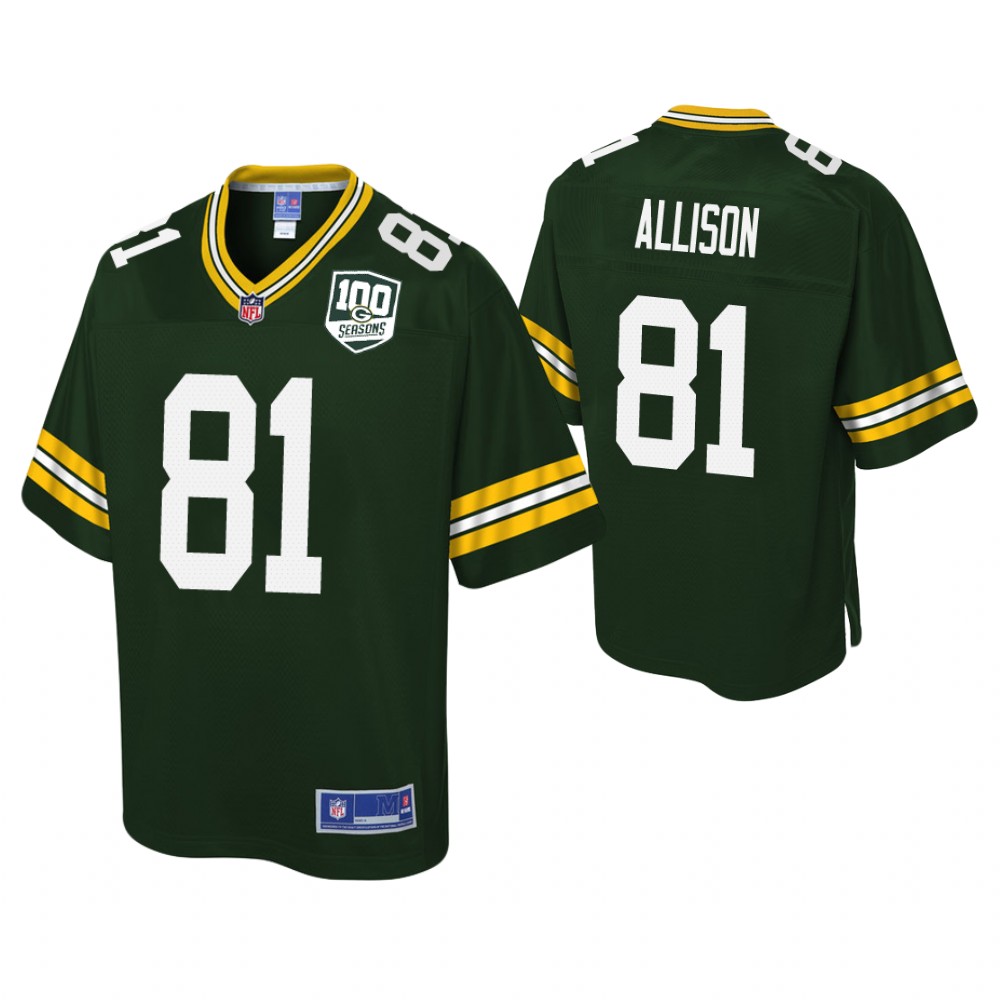 Youth Green Bay Packers #81 Geronimo Allison 100th Anniversary Pro Line Player Green Jersey