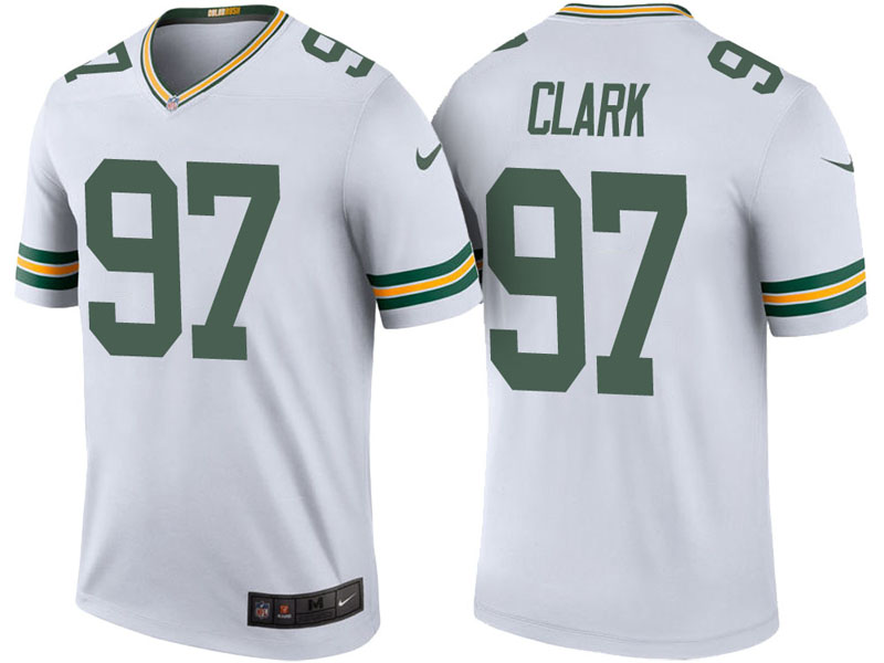 Green Bay Packers #97 Kenny Clark White Color Rush Legend Jersey Green Bay Packers #97 Kenny Clark White Color Rush Legend Jersey