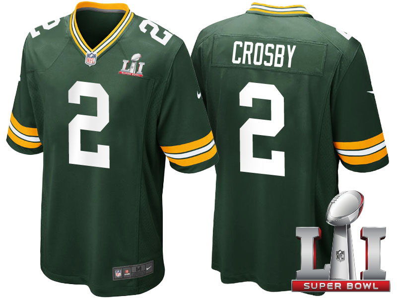 Green Bay Packers #2 Mason Crosby Green 2017 Super Bowl LI Patch Game Jersey Green Bay Packers #2 Mason Crosby Green 2017 Super Bowl LI Patch Game Jersey