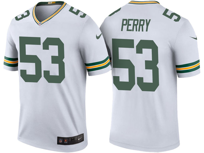 Green Bay Packers #53 Nick Perry White Color Rush Legend Jersey