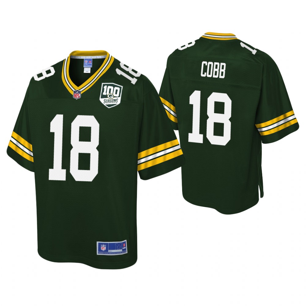 Youth Green Bay Packers #18 Randall Cobb 100th Anniversary Pro Line Player Green Jersey