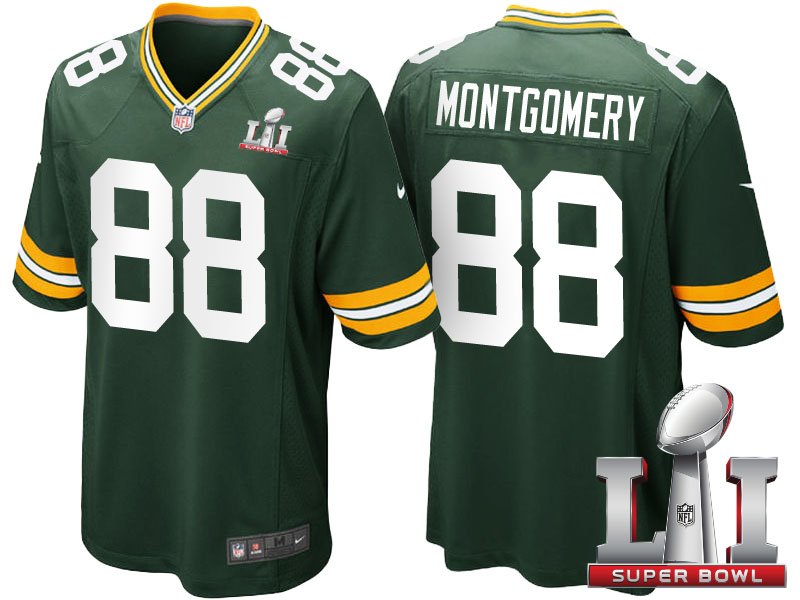 Green Bay Packers #88 Ty Montgomery Green 2017 Super Bowl LI Patch Game Jersey Green Bay Packers #88 Ty Montgomery Green 2017 Super Bowl LI Patch Game Jersey