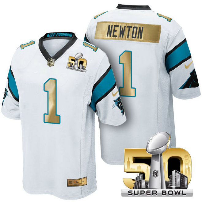 Carolina Panthers #1 Cam Newton White Super Bowl 50 Special Edition Jersey Carolina Panthers #1 Cam Newton White Super Bowl 50 Special Edition Jersey