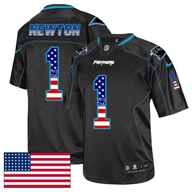 Carolina Panthers #1 Cam Newton Black USA Flag Fashion Jersey Carolina Panthers #1 Cam Newton Black USA Flag Fashion Jersey