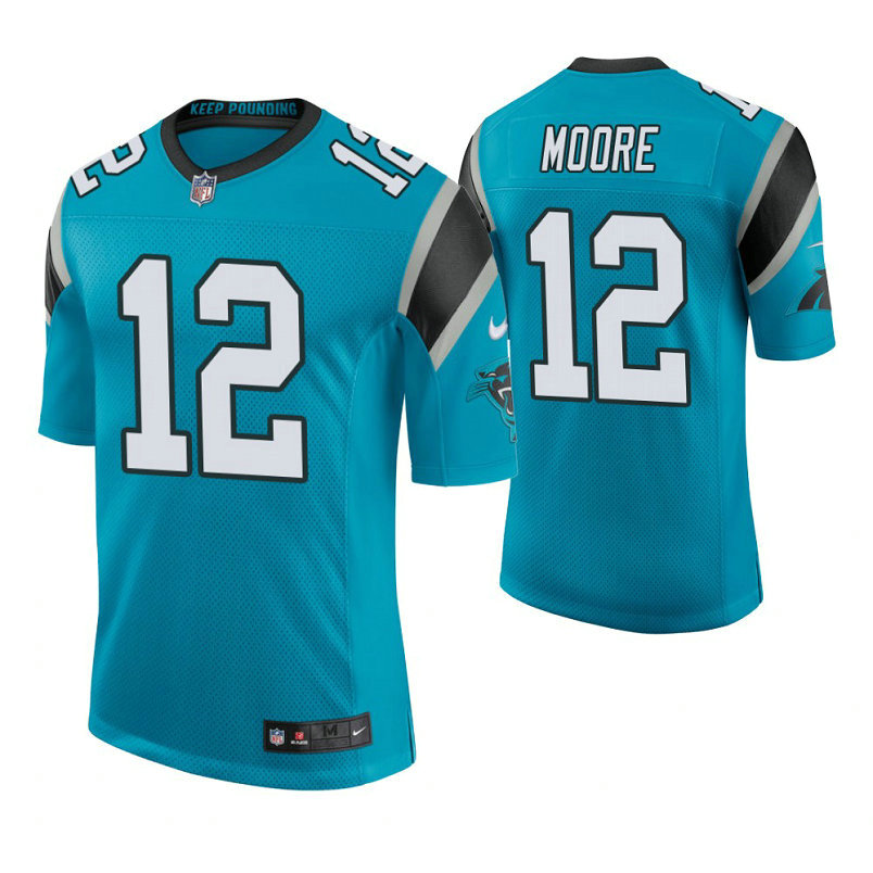 Carolina Panthers #12 D. J. Moore Blue Elite Jersey Carolina Panthers #12 D. J. Moore Blue Elite Jersey
