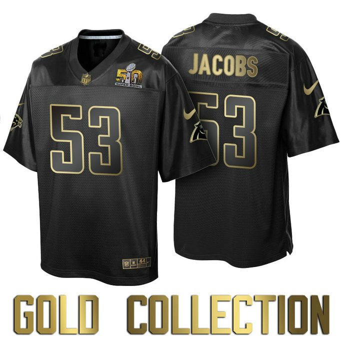 Carolina Panthers #53 Ben Jacobs Super Bowl 50th Black Gold Collection Jersey Carolina Panthers #53 Ben Jacobs Super Bowl 50th Black Gold Collection Jersey