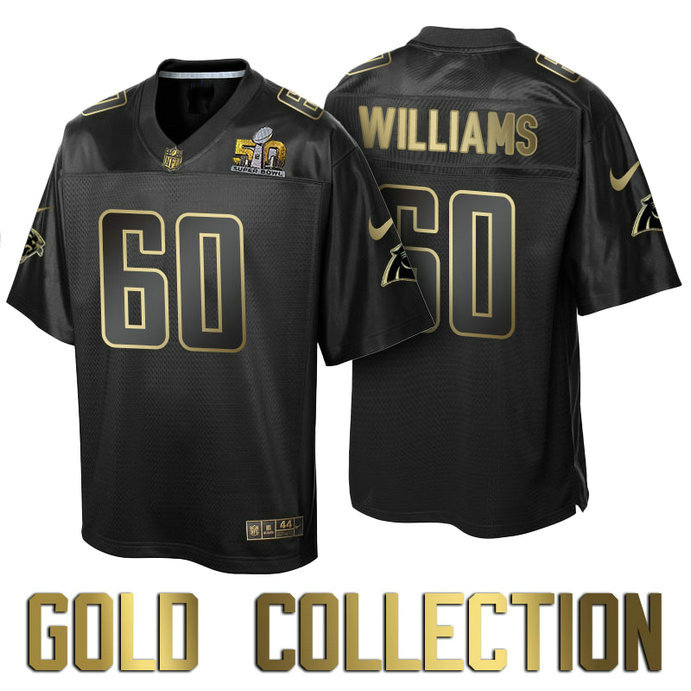 Carolina Panthers #60 Daryl Williams Super Bowl 50th Black Gold Collection Jersey Carolina Panthers #60 Daryl Williams Super Bowl 50th Black Gold Collection Jersey